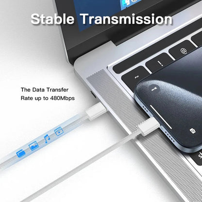 240W USB C to C Charger Cable Type C Fast Charging Braided PD Cable for lPhone 15 16 Series lPad Air Pro MacBook Pro Huawei DELL