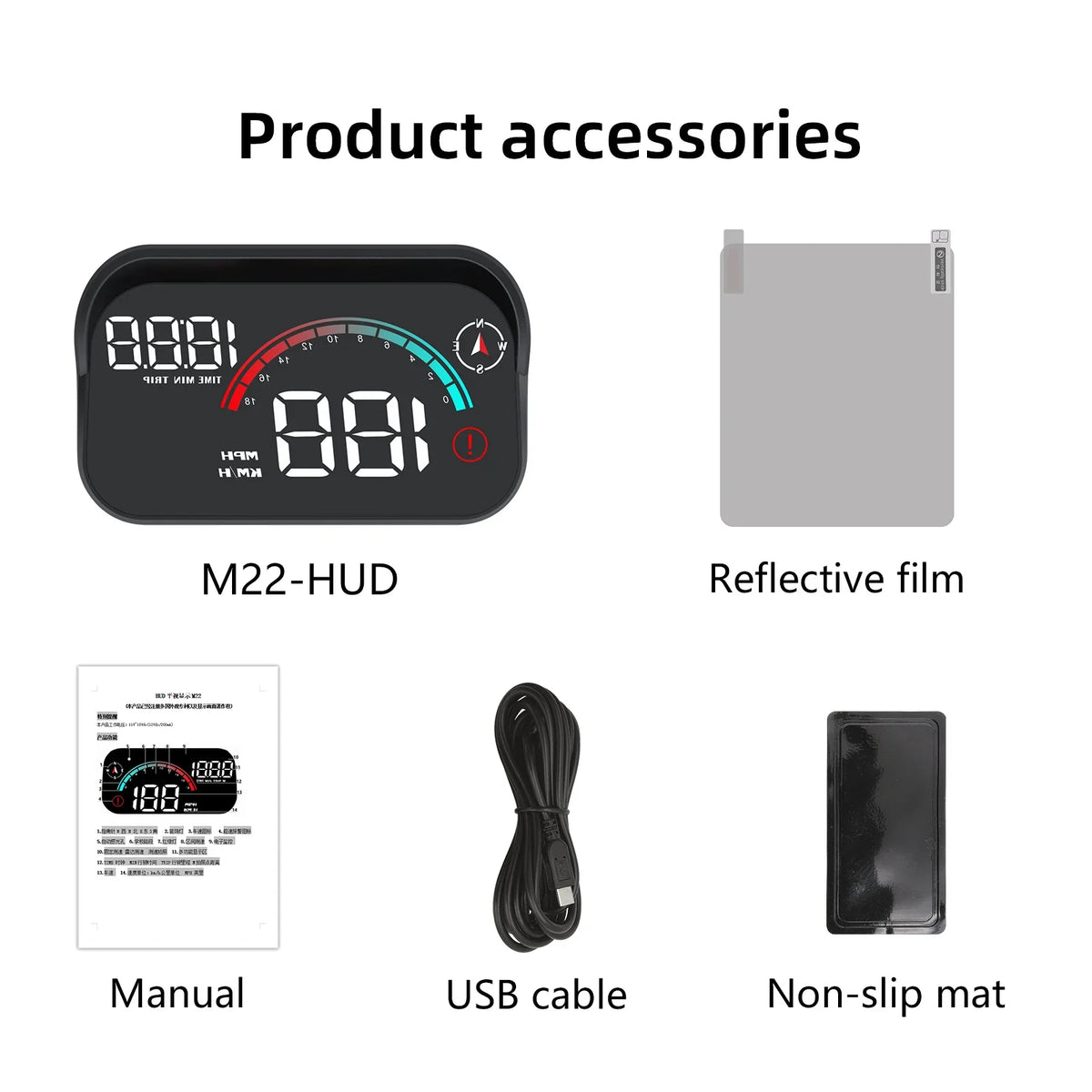AD Head Up Display Windshield Projector M22 Car GPS HUD Universal Digital GPS Speedometer Km/h LCD Projection On Glass Car Speed