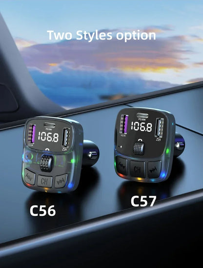 Car Charge Bluetooth 5.3 FM Transmitter Handsfree Car Radio Modulator