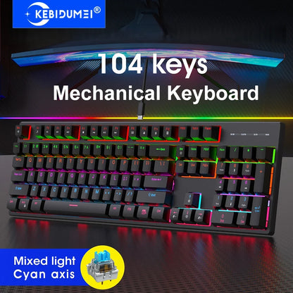 Mechanical Keyboard Wired 16 RGB Backlit 61/87/104Key Esports Gaming Keyboard Hot-Swappable Ergonomic Keyboard for PC Laptop