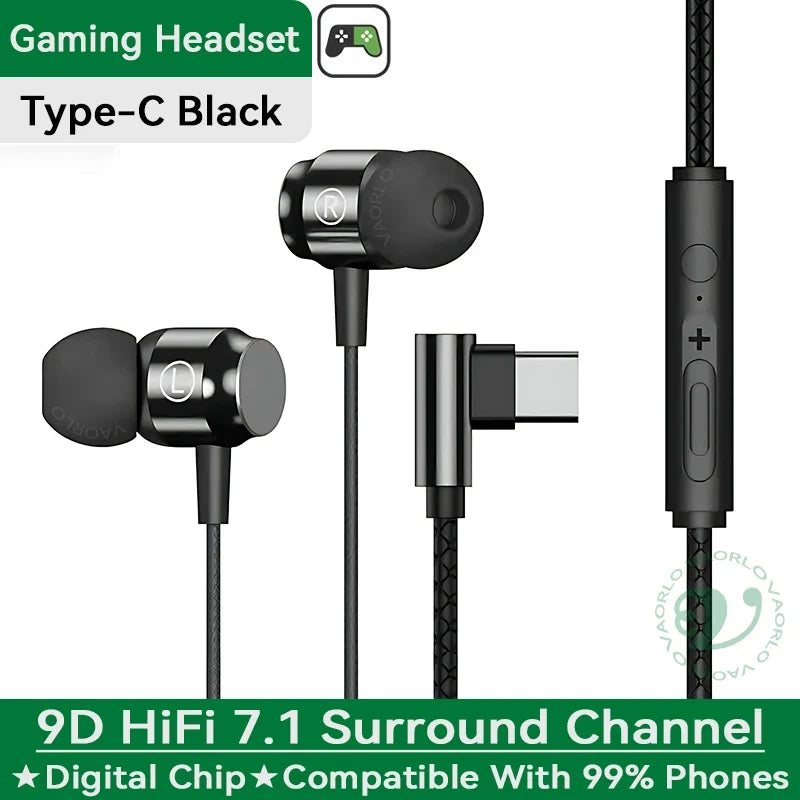 Metal Magnetic Gaming Earbuds Type-C/3.5MM AUX