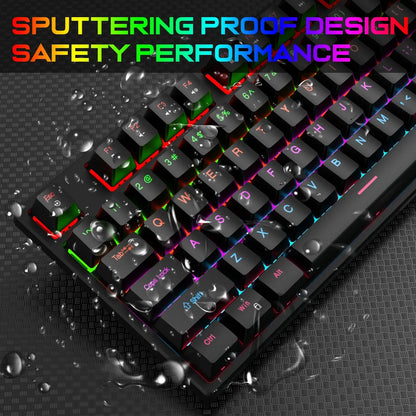 Mechanical Keyboard Wired 16 RGB Backlit 61/87/104Key Esports Gaming Keyboard Hot-Swappable Ergonomic Keyboard for PC Laptop