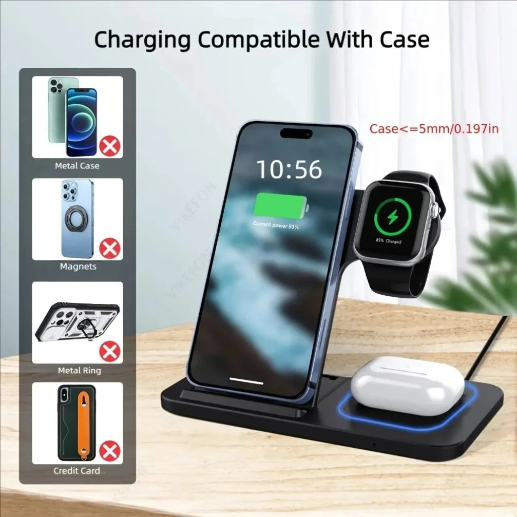 Foldable 3 in 1 30W Wireless Charging Station for iPhone