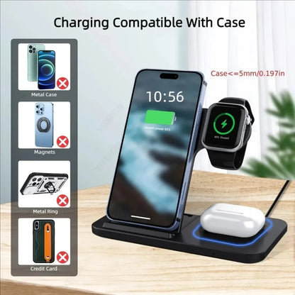 Foldable 3 in 1 30W Wireless Charging Station for iPhone