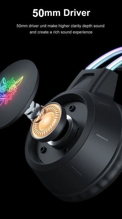 ONIKUMA RGB Gaming Headphones with HD Flexible Mic 3.5mm Gaming Headsets For PC Xbox PS4 PS5 Switch Computer Games