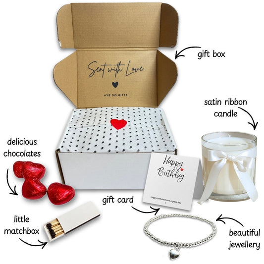 Small Merry & Bright Christmas Gift Hamper - Bracelet, Chocolates & Candle