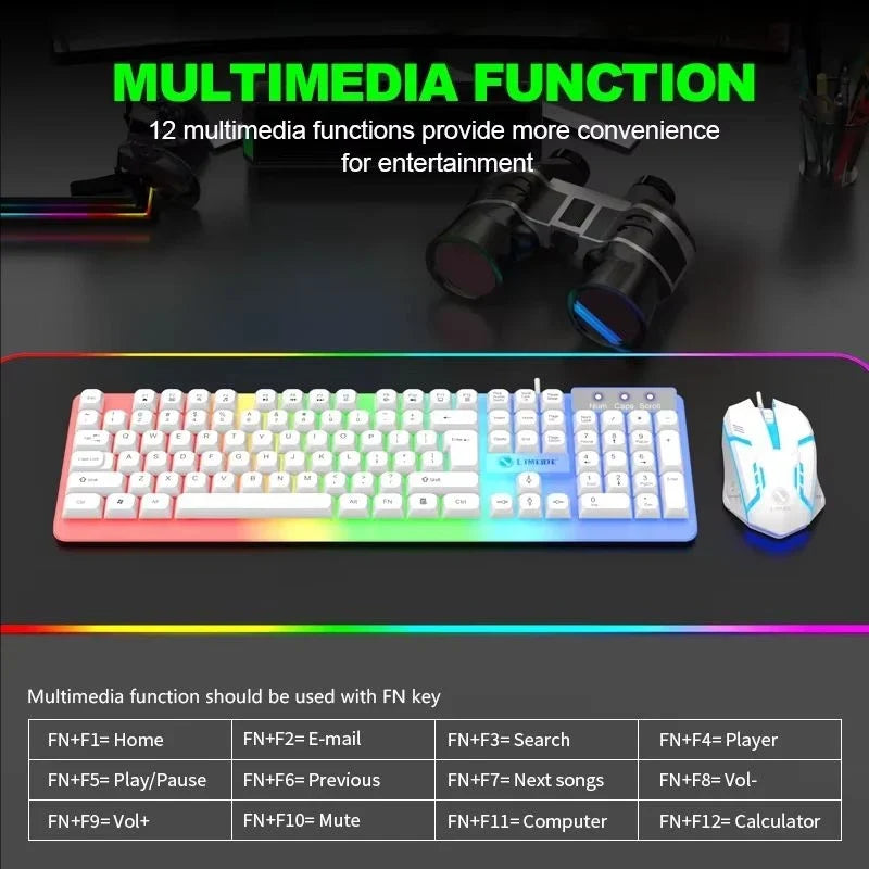 GTX350 Gaming Keyboard Mouse Combos Computer Laptop Backlight Gamer Kit LED Wired Usb Keyboard GTX350 Set-Black