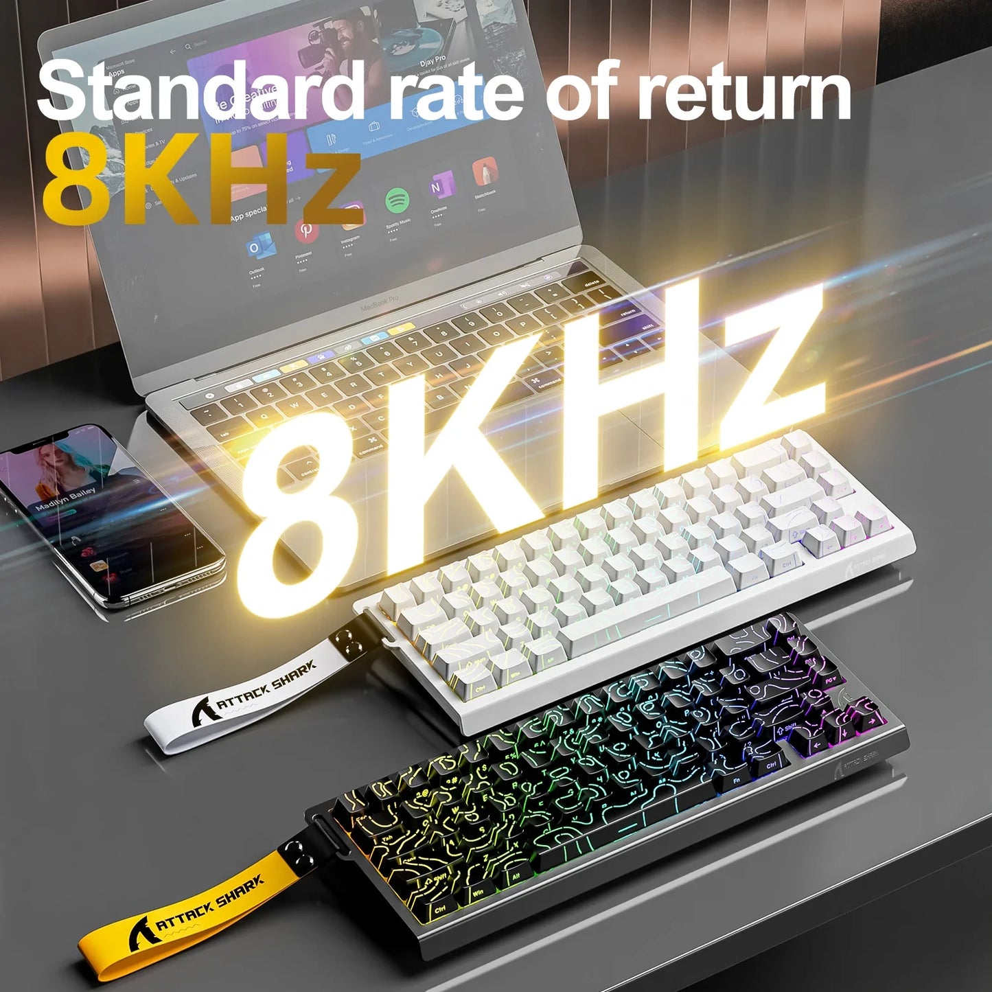 8K Magnetic Gaming Keyboard ATTACK SHARK X68HE Wired and FREEWOLF F68 Wired F68Pro Wireless for Pro Gaming 0.01mm Rapid Trigg
