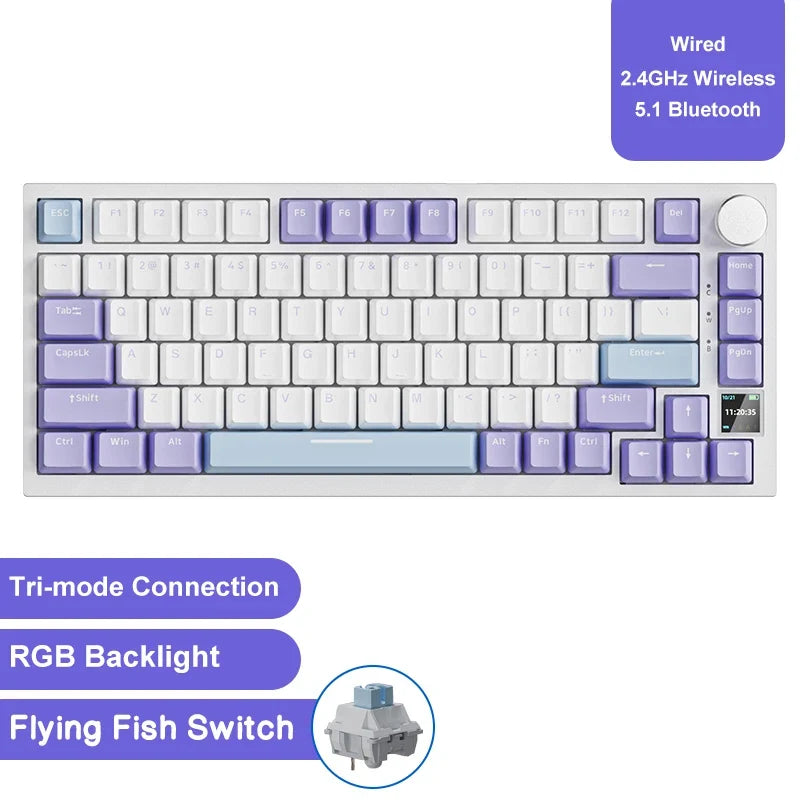 Ajazz AK820/AK820Pro Gaming Mechanical Keyboard Bluetooth 5.1/Wireless/C-Wired Customized Keyboard with Knob Hot Swapping Gasket