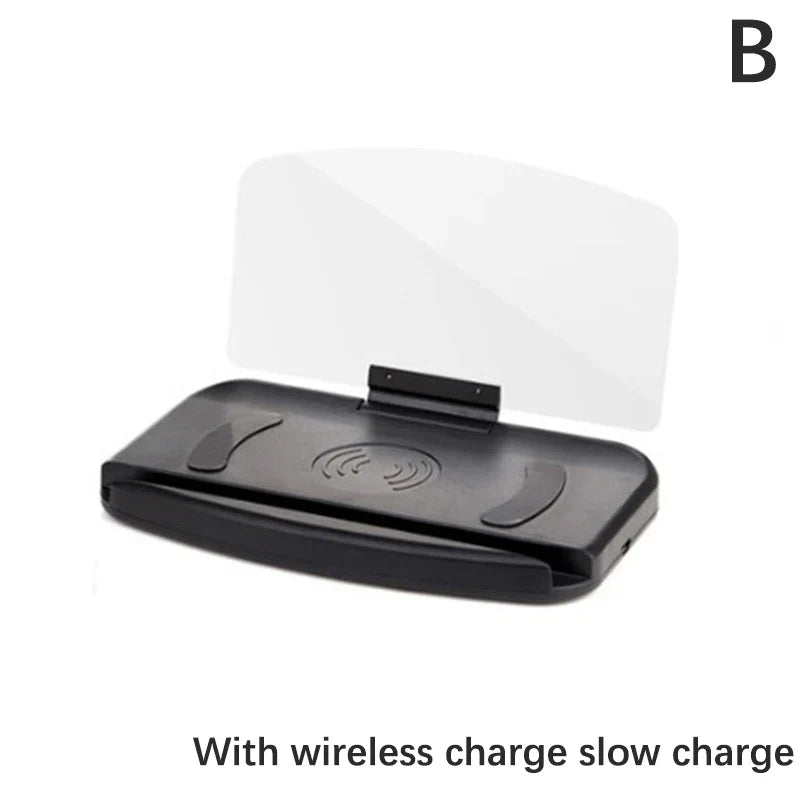 Mobile Phone Holder HUD Car Navigation Projector Head-up Display QI Wireless Charger Car Holder