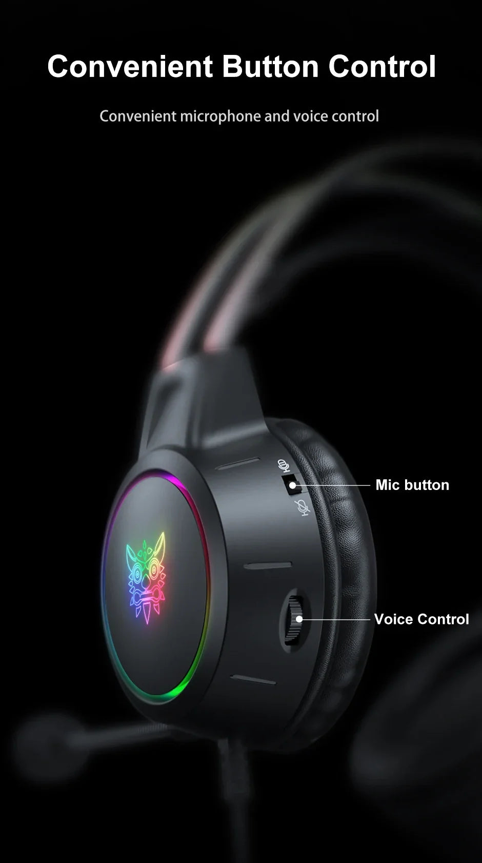 ONIKUMA RGB Gaming Headphones with HD Flexible Mic 3.5mm Gaming Headsets For PC Xbox PS4 PS5 Switch Computer Games