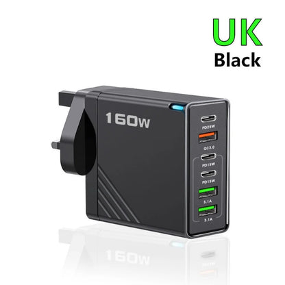 160W Multi Ports USB Type C Charger Fast Charging Phone Charger Adapter For iPhone Samsung Xiaomi EU/US/UK Plug USB Wall Charger