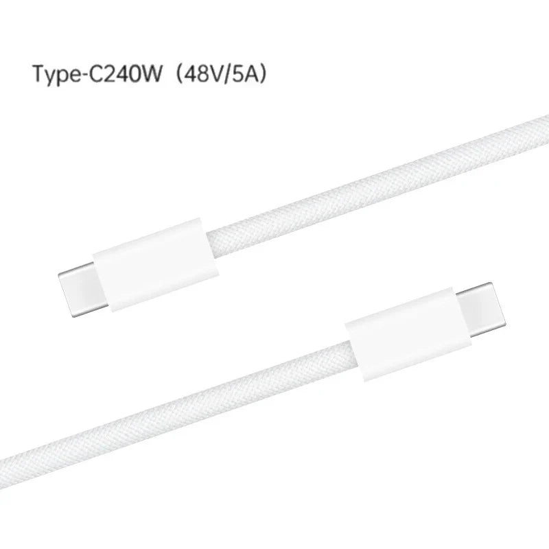 240W USB C to C Charger Cable Type C Fast Charging Braided PD Cable for lPhone 15 16 Series lPad Air Pro MacBook Pro Huawei DELL