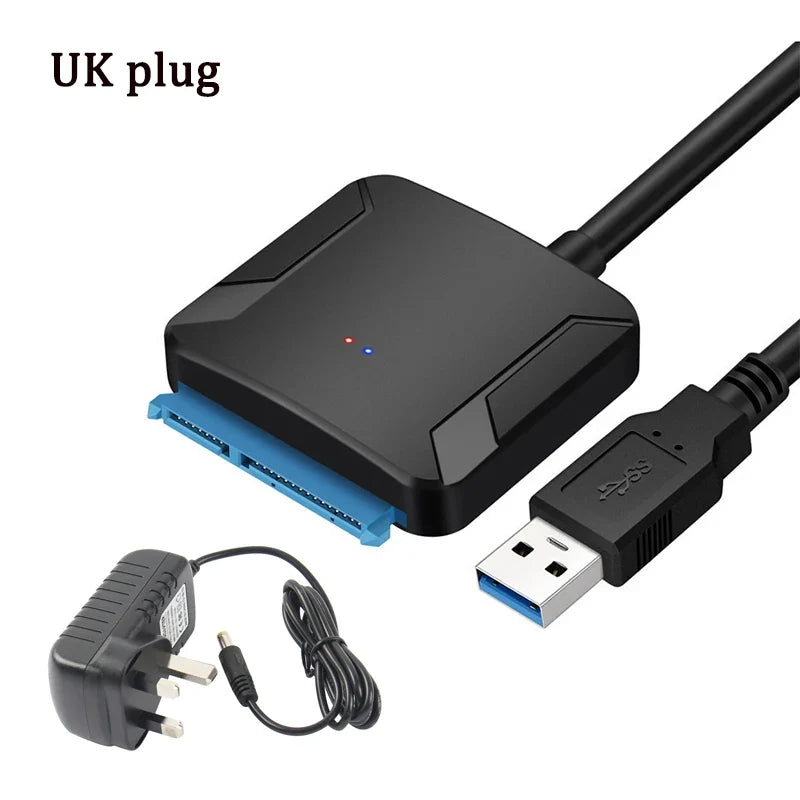 USB 3.0 to SATA Cable SATA III Hard Drive Adapter Converter for 2.5" 3.5" SSD HDD Hard Drive Disk with 12V/2A Power Adapter
