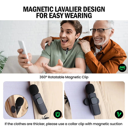 Basix Wireless Lavalier Microphone Audio Recording Mini Replaceable Windproof Wool Microphone for iPhone16 Shoot vlog YouTube