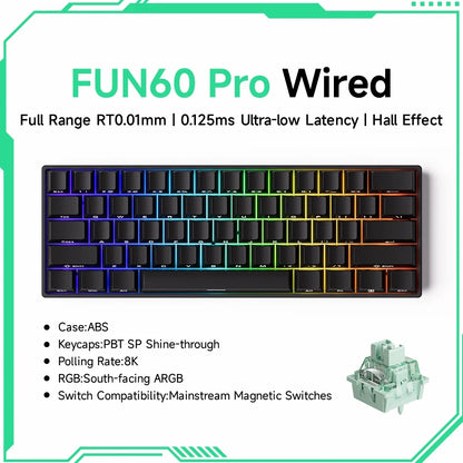 Mechanical Keyboard Magnetic Switch 60% Gaming Keyboards Rapid Trigger 0.01mm 8K ARGB HE/TMR Custom Keyboard