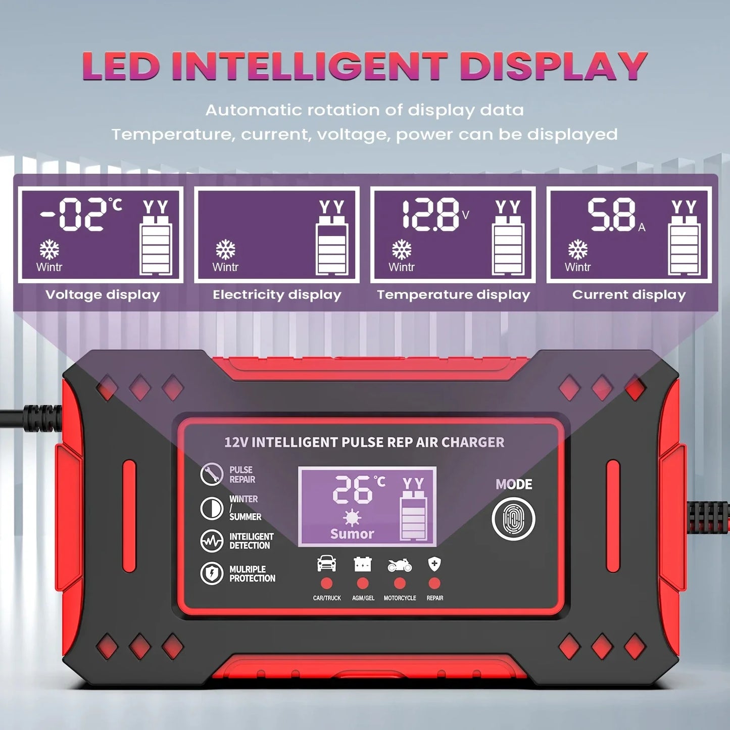 Charger Car and Motorcycle Battery Charging Unit Lead-Acid Battery