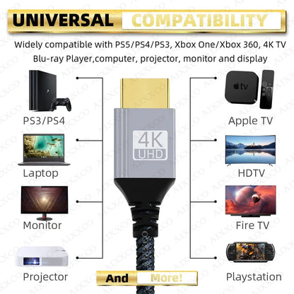 HDMI-Compatible Cable 2.0 Wire 4K 60Hz for Xiaomi Xbox PS5 PS4 Laptops HDMI-Compatible Splitter Digital Cable Cord 2m 3m 5m 10m