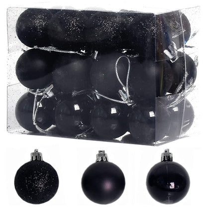 24 PCS 3cm Home Christmas Tree Decor Ball Bauble Hanging Xmas Party Ornament Decorations, green, black, blue, rose gold, white