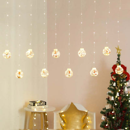 LED Copper Wire Curtain Light Wishing Ball Christmas Decoration String Lights, Random Style Delivery, EU Plug, US Plug