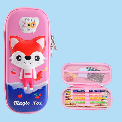 Uime EVA 3D Multi-compartment Pencil Case Stationery Box Children School Supplies(Little Fox)