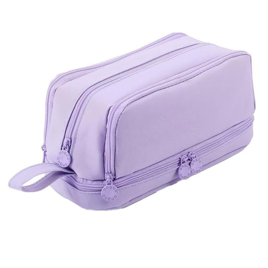 Angoo Student Four-Layer Waterproof Wear-Resistant Pencil Case(Purple)