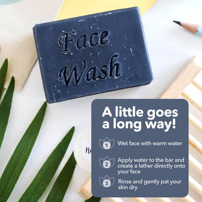 Charcoal Face Wash Bar | Natural Detoxifying Facial Cleanser | Vegan, Plastic-Free Skincare for All Skin Types