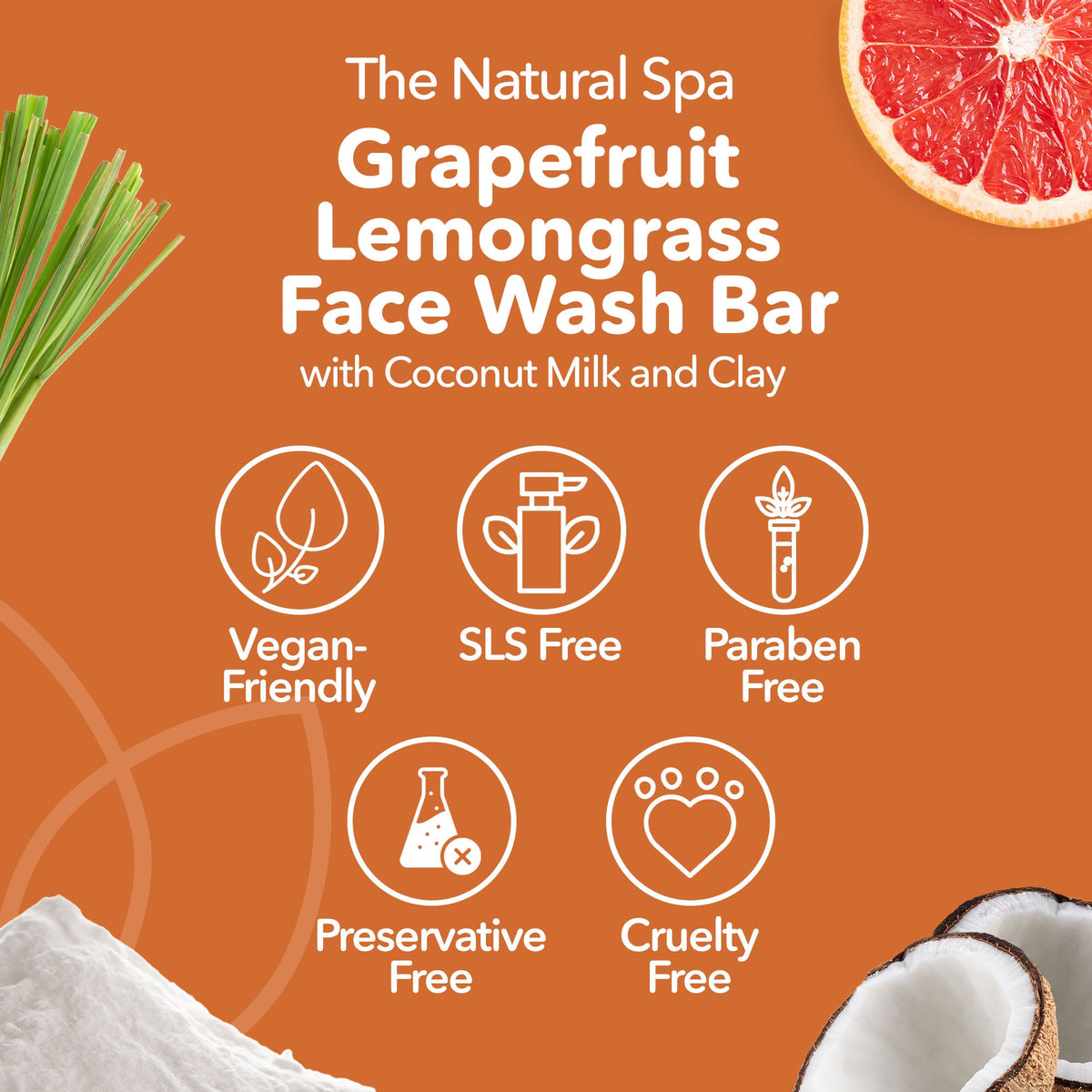 Grapefruit Lemongrass Face Wash Bar | Natural Facial Cleanser for Fresh, Glowing Skin | Vegan, Plastic-Free Skincare