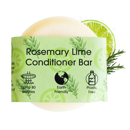 Rosemary & Lime Solid Conditioner Bar | Natural Hair Conditioner for All Hair Types | Vegan, Plastic-Free Hair Care