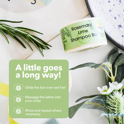 Rosemary & Lime Shampoo Bar | Natural Hair Wash for All Hair Types | Vegan, Plastic-Free Hair Care