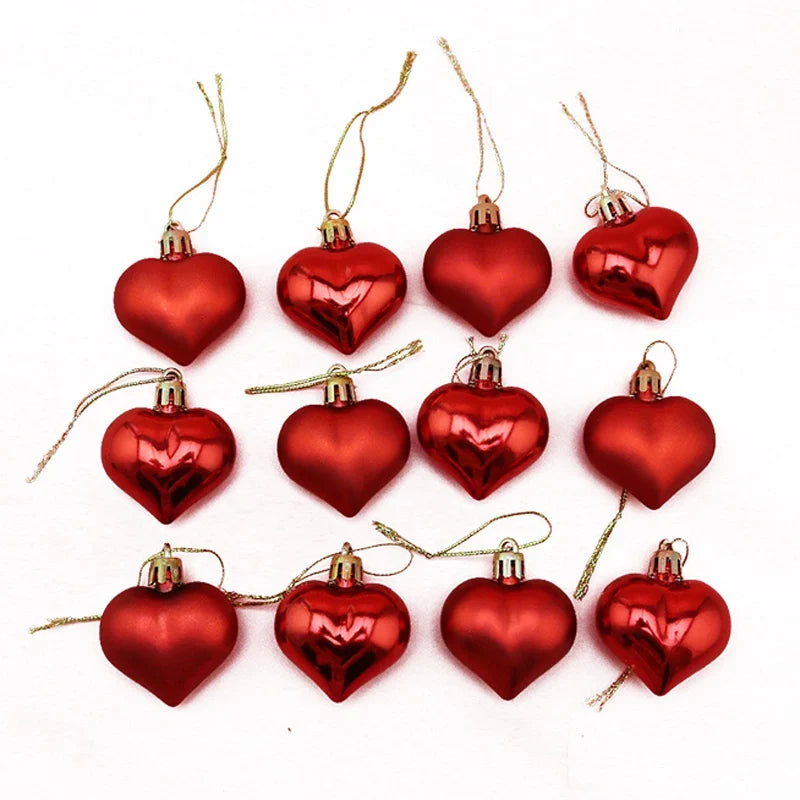 (12pcs/pack)5cm Christmas Tree Pendant Electroplated Heart Xmas Ball Pendant Plastic Matte Mix Decoration Accessories Party