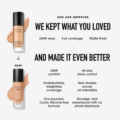 bareMinerals Barepro 24HR Wear Matte Foundation SPF 20 | Full Coverage, Oil-Free, Vegan