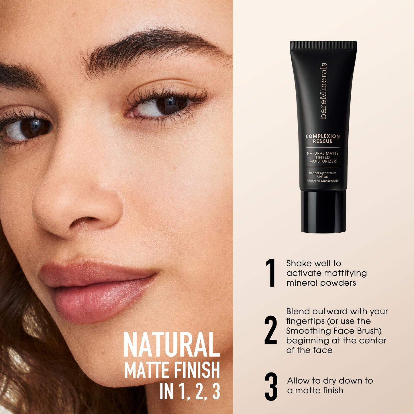 bareMinerals Complexion Rescue Natural Matte Tinted Moisturizer SPF 30 – Vanilla 02 (Vegan, Cruelty-Free)