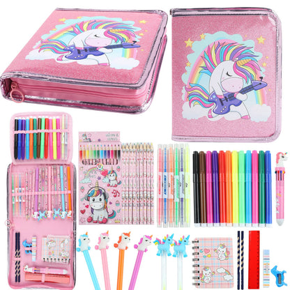 Leeche Fruit Scented Markers Set 44 Pcs with Unicorn Pencil Case – Art Supplies for Kids Ages 4-6-8