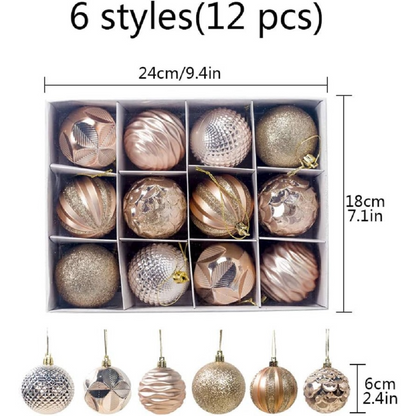 Christmas Baubles 60mm Christmas Tree Decoration Ornaments Pendants 12pcs Shatterproof Balls Large Hanging Ball
