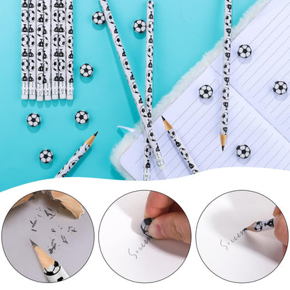 Moncinday 60Pcs Soccer Pencils & Erasers for Kids | Party Favors & School Supplies