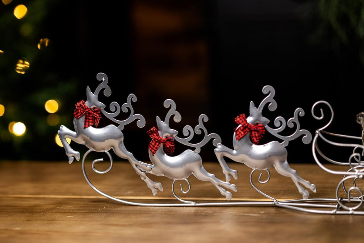 Glass Flying Reindeer Candle Holder Christmas Decoration 59cm