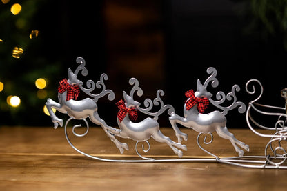 Glass Flying Reindeer Candle Holder Christmas Decoration 59cm