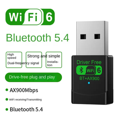 Mini WiFi 6 USB Adapter with Bluetooth 5.4 – AX900 Dual Band Wireless Dongle