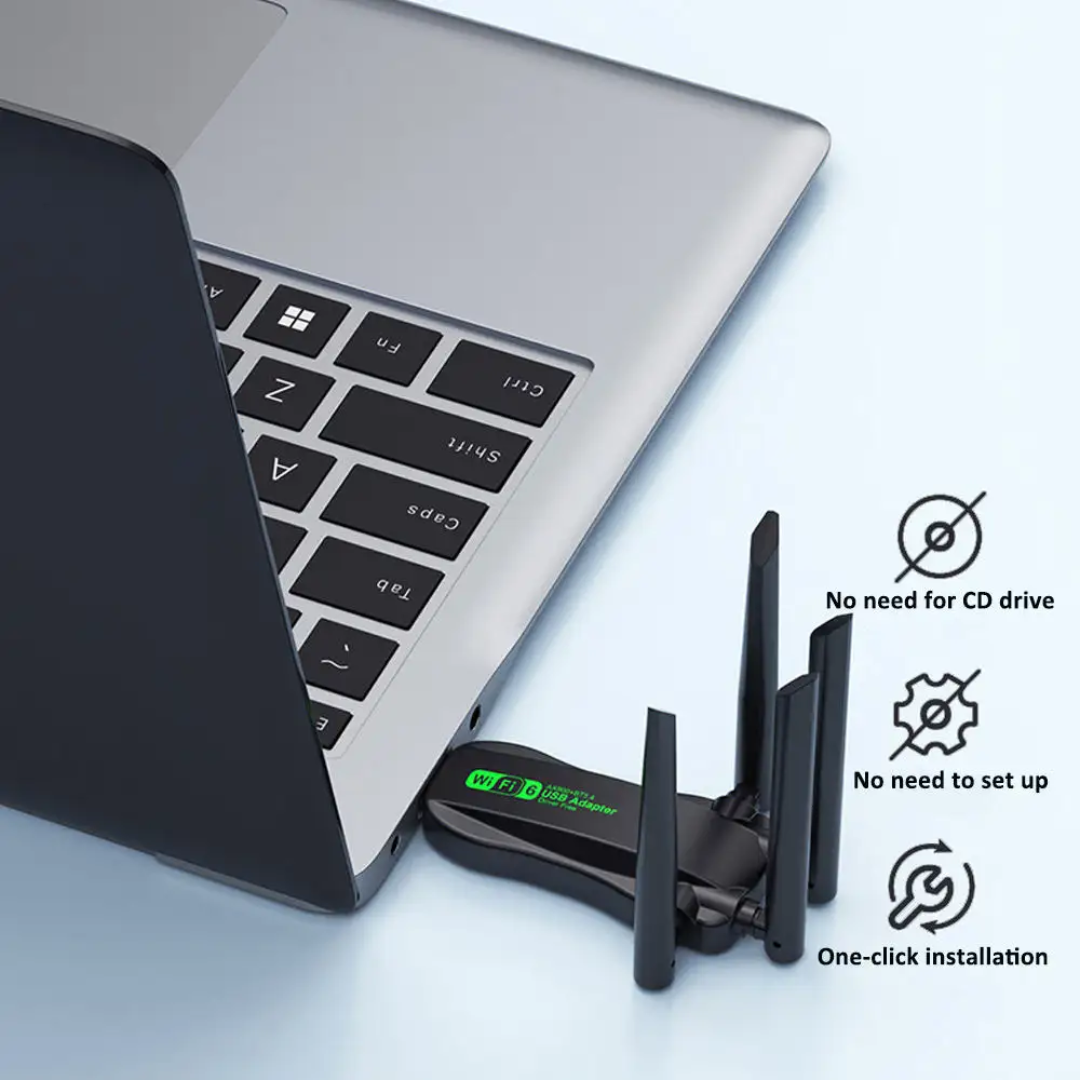 WiFi 6 USB Adapter with Bluetooth 5.4 – Dual Band 2.4GHz & 5.8GHz Wireless Network Adapter