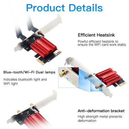 PCIe WiFi 5 AC1200 Wireless Network Card with Bluetooth 4.0 – Dual Band 2.4GHz/5GHz Desktop PC Adapter for Windows 7/10/11