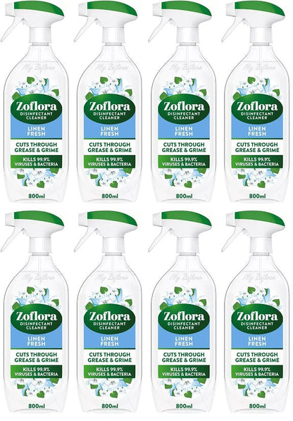8 x Zoflora Multi Purpose Cleaner Linen Fresh - 800ML