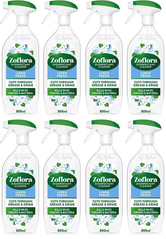8 x Zoflora Multi Purpose Cleaner Linen Fresh - 800ML